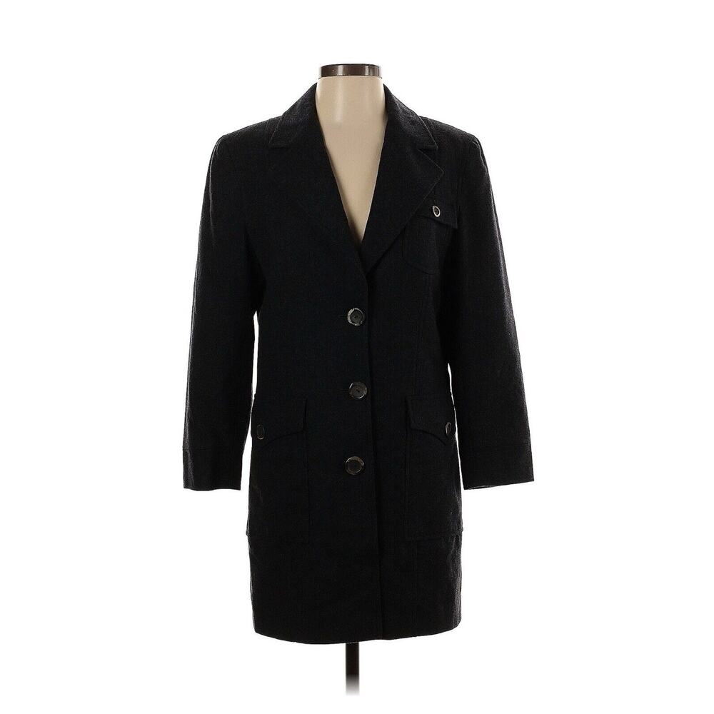 VTG Andrew Gn Paris Charcoal Grey Peacoat Wool Buttons Small